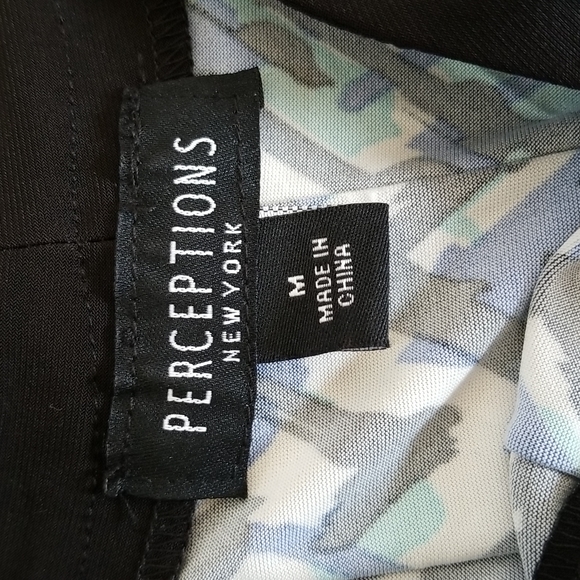 (M) Perceptions NY Fit and Flare Ribbed Colorful Abstract Art Deco Midi Party - Picture 5 of 6